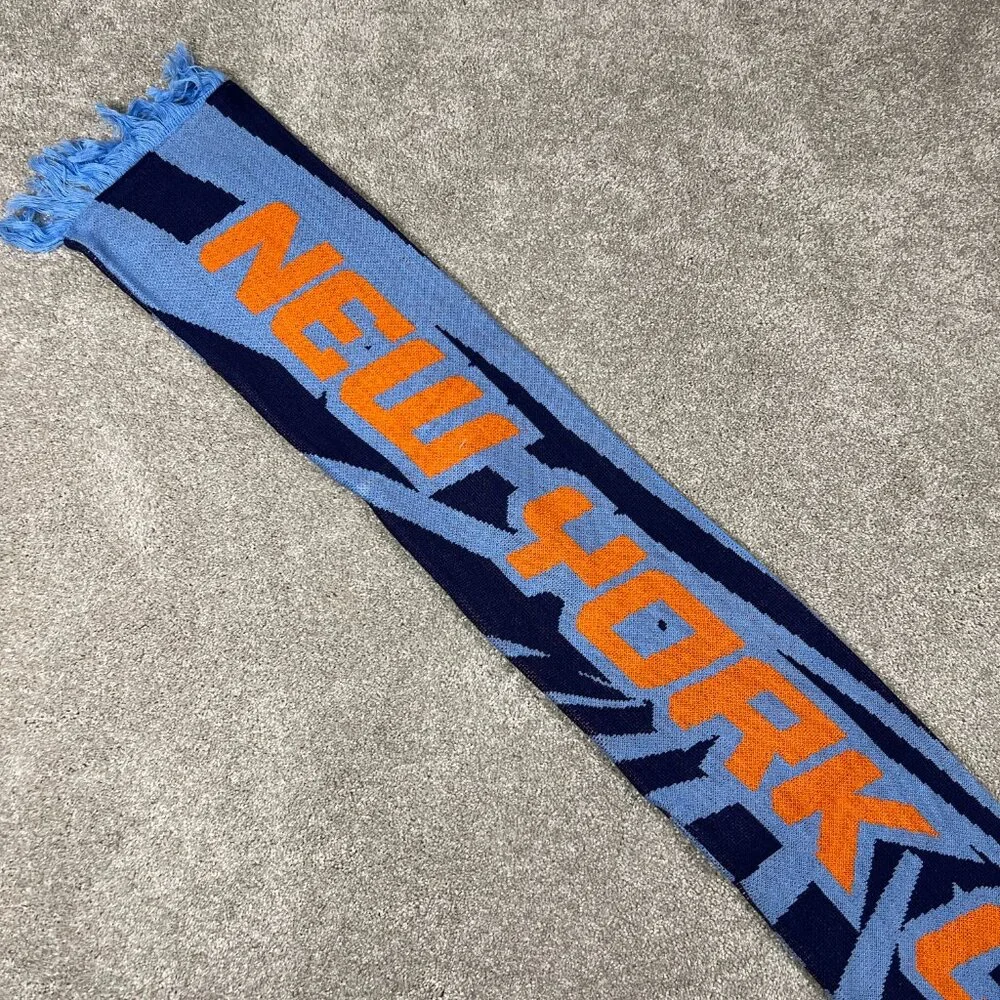 Adidas Unisex OSFA Blue Orange Winter‎ Fringe New York City FC MLS Scarf NWT
